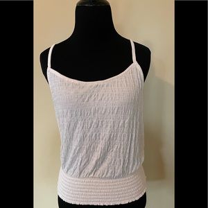 Juniors Mudd Off White Smocked Bottom Tank Top Size Medium